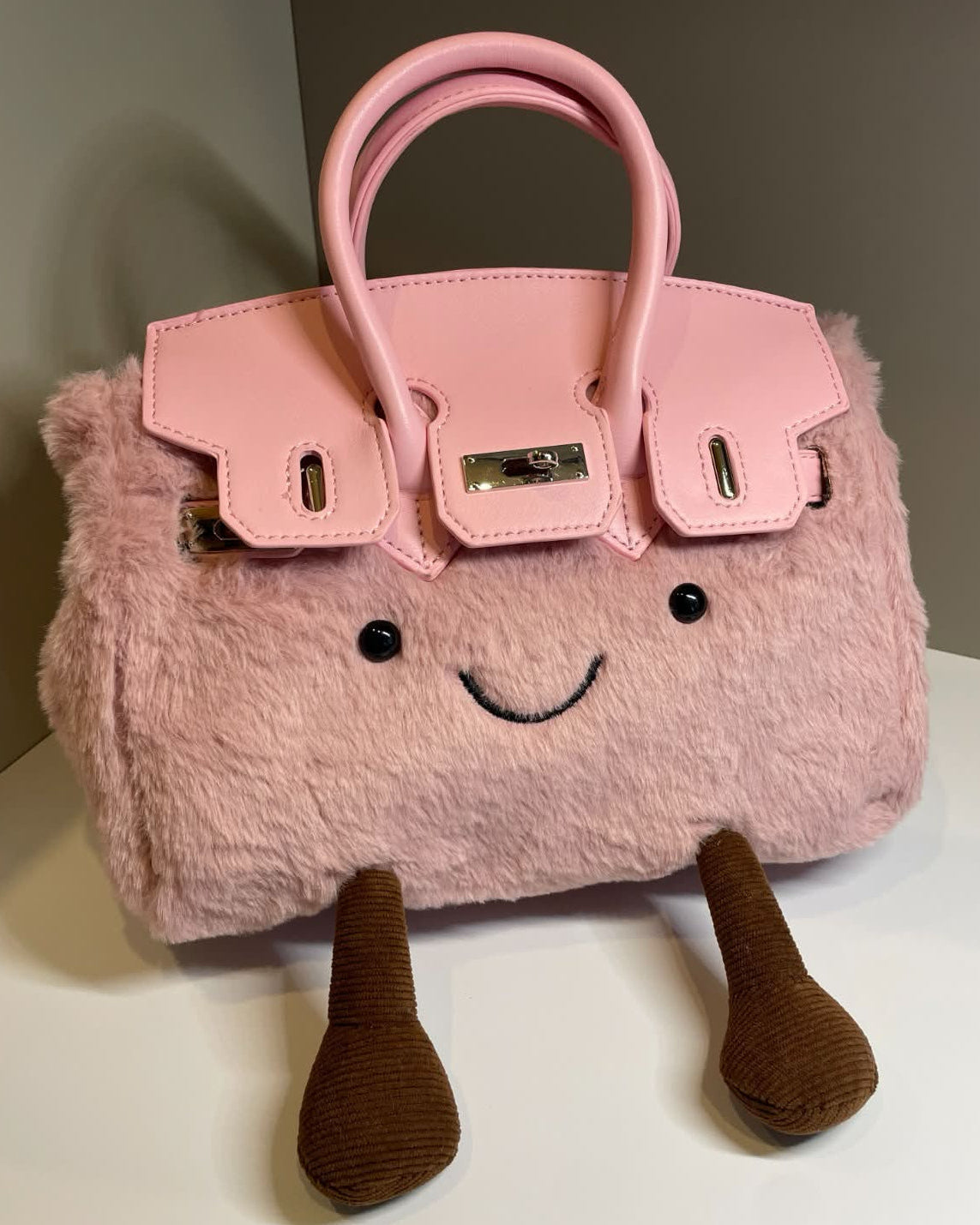 Pink Bag Plush Soft Toy — detail view — Leona BD