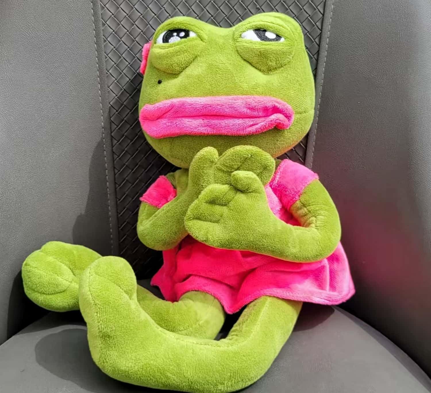 Girl Pepe Frog Plush — girl Pepe Frog Plush is equal parts quirky and adorable, Leona Bangladesh (detail view)