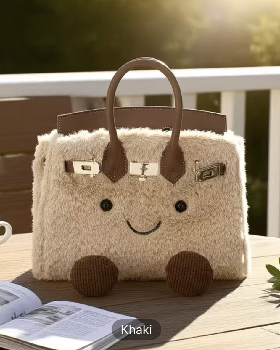 Khaki Bag Plush Soft Toy - side view - Leona BD