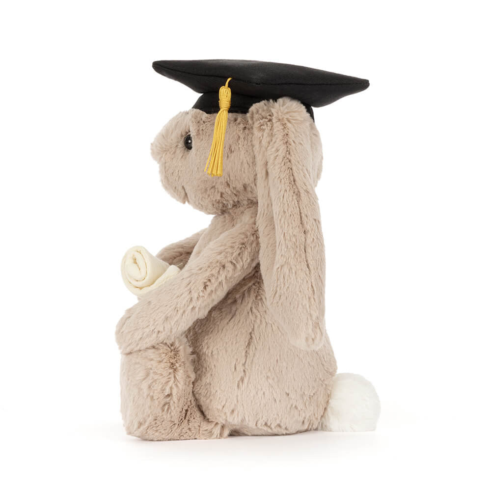 Graduation Bunny Plush Gift — detail view — Leona BD