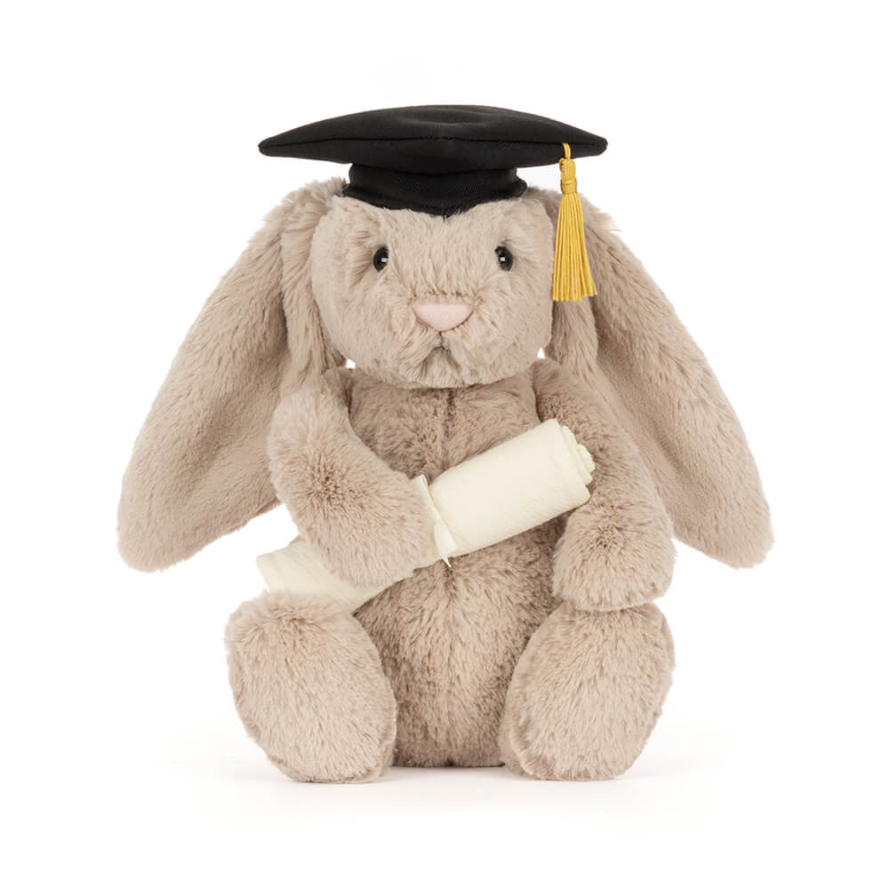 Graduation Bunny Plush Gift — side view — Leona BD