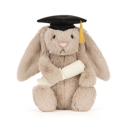 Graduation Bunny Plush Gift — side view — Leona BD