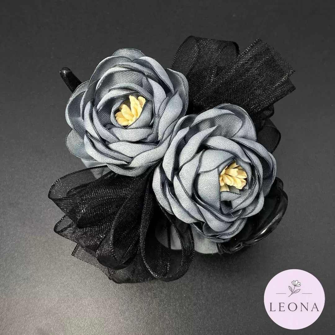 Korean Style Peony Flower Clip — front view — Leona BD