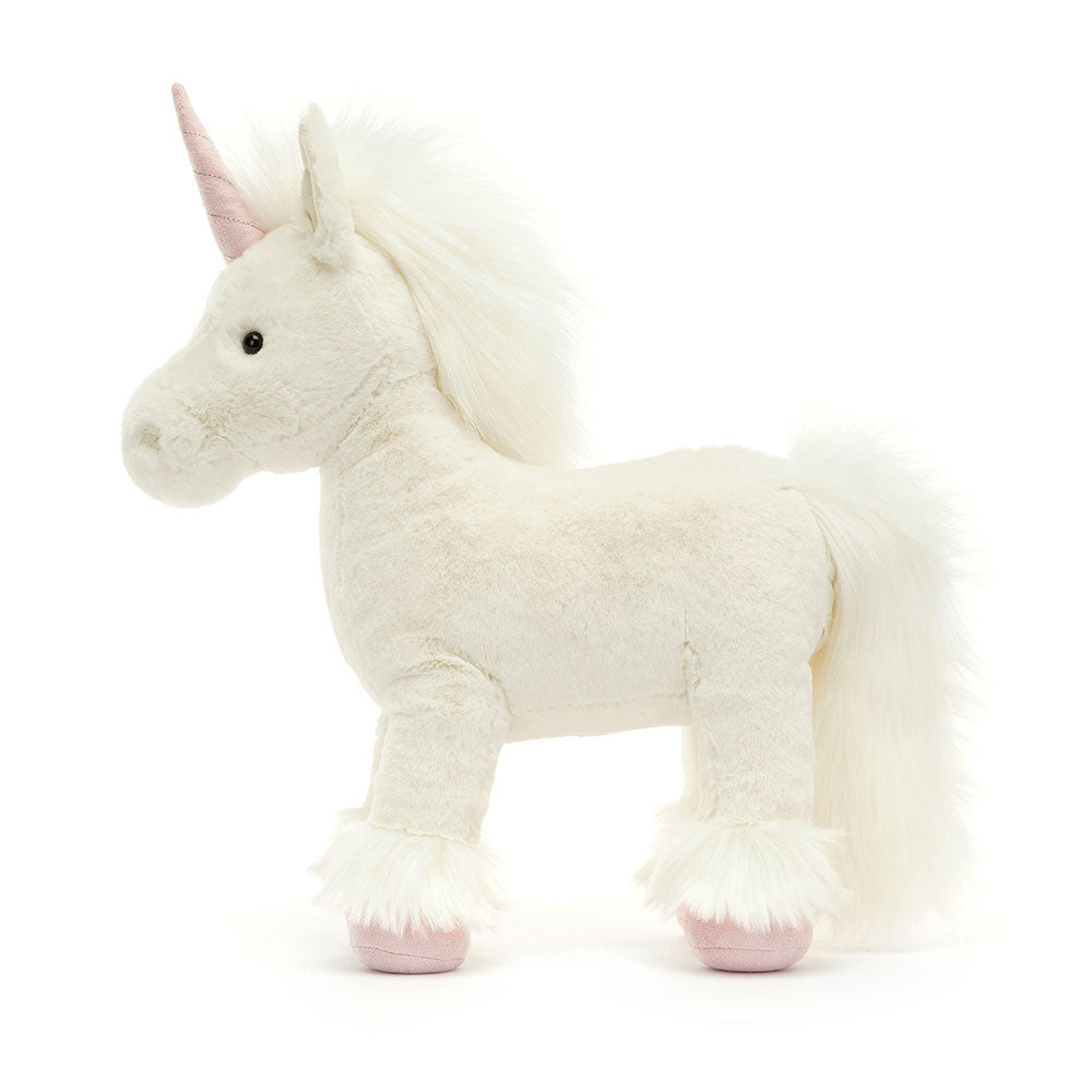 Isadora Unicorn — white and pastel unicorn plushie with shimmer horn from Leona Bangladesh