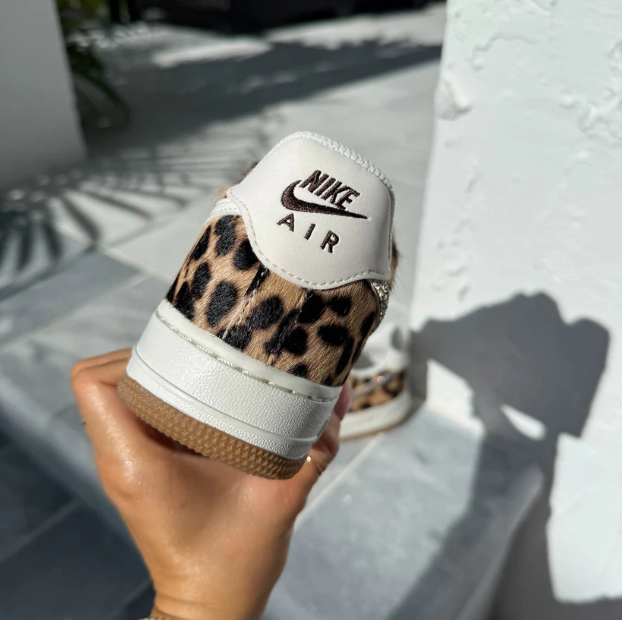 Leopard Nike Air Force 1 Shoes — side view — Leona BD