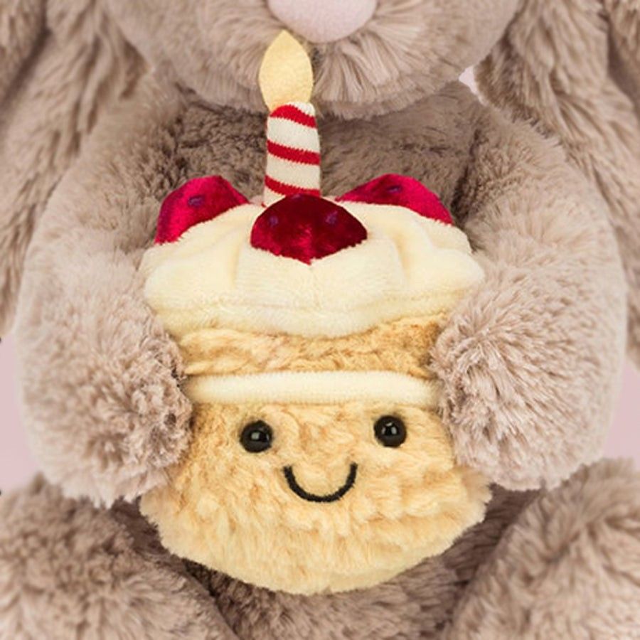 Bashful Beige Bunny 'Birthday' — premium plushie from Leona Bangladesh (detail view)