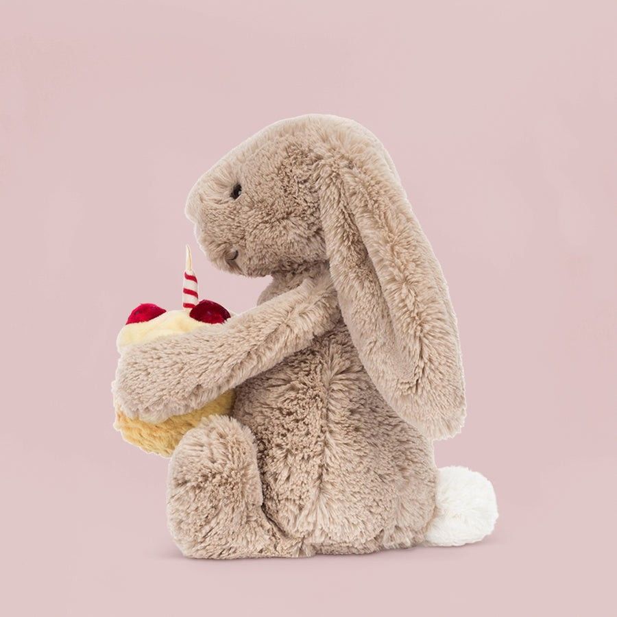 Bashful Beige Bunny 'Birthday' — premium plushie from Leona Bangladesh (alternate angle)