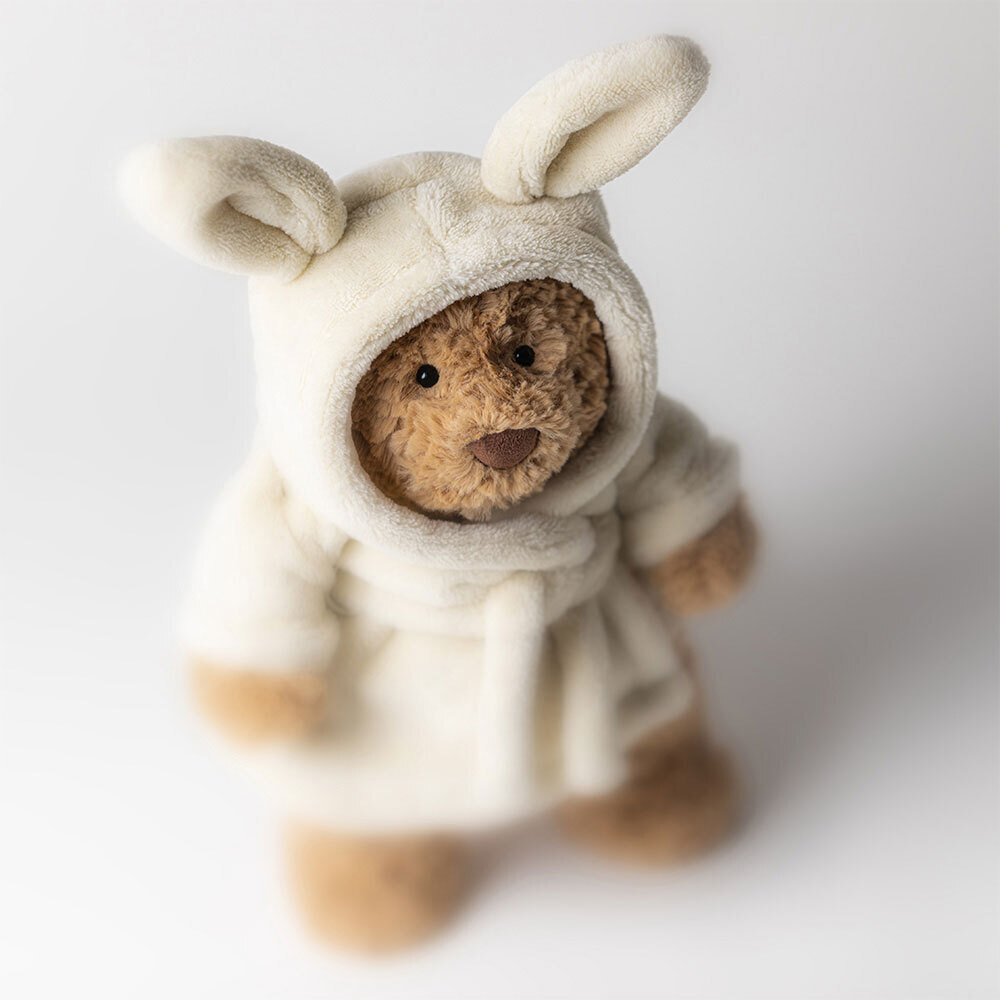 Bathrobe Teddy Bear Soft Toy - front view - Leona BD